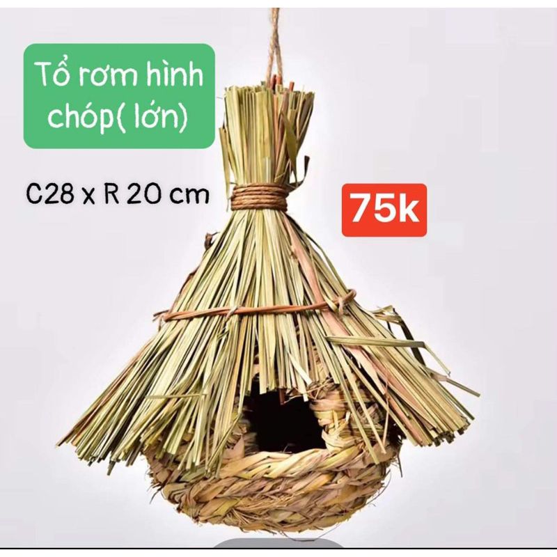 Tổ rơm tự nhiên  cho chim được làm thủ công trang trí avi thêm đẹp,sinh động.