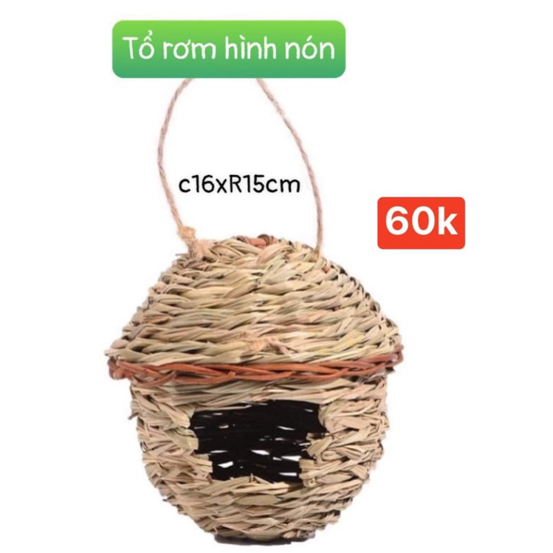 Tổ rơm tự nhiên  cho chim được làm thủ công trang trí avi thêm đẹp,sinh động.