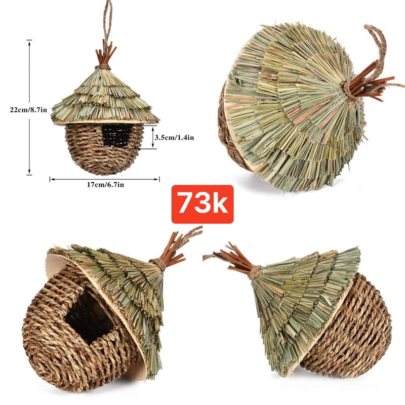 Tổ rơm tự nhiên  cho chim được làm thủ công trang trí avi thêm đẹp,sinh động.