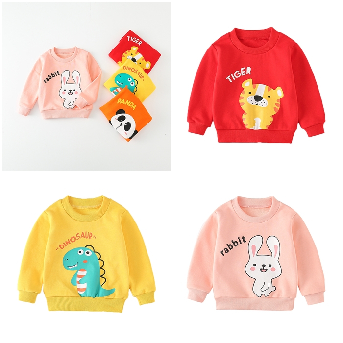 Áo nỉ thu đông hình hổ, khủng long, thỏ cho bé trai bé gái