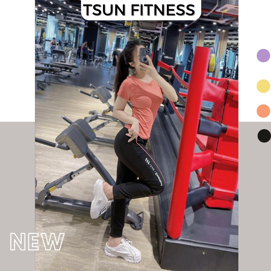 Bộ đồ thể thao thun lạnh áo cộc tay phối lưới quần dài jogger Lead, set tập gym yoga yumba nữ cao cấp
