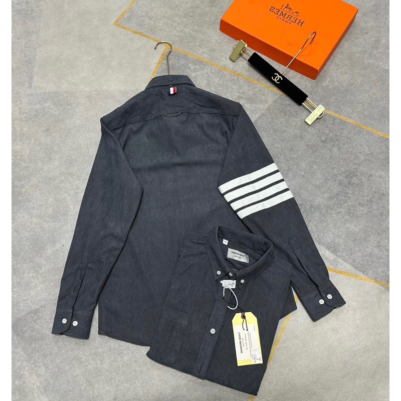 Áo Sơ Mi Nam Thom Browne Nhung Cao Cấp - Áo Sơ Mi Thom Browne Vạch Tay Chất Nhung
