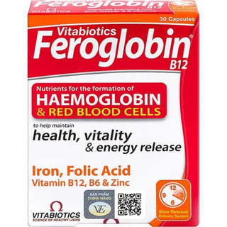 Viên uống Feroglobin B12 Vitabiotics bổ sung khoáng chất cho hồng cầu Có Tem