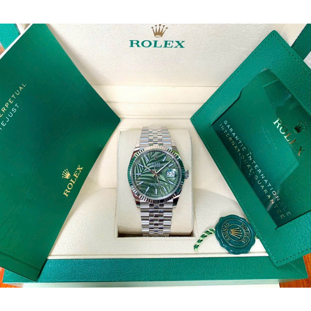Đồng hồ nam Rolex DateJust 38mm mặt lá cọ máy QUARTZ nhật, khung thép nguyên khối 904l