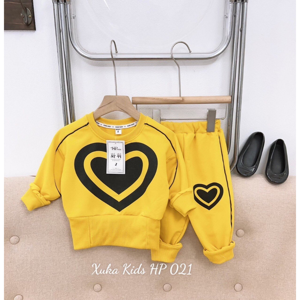 Bộ quần áo dài tay trái tim cho bé gái 16-45kg