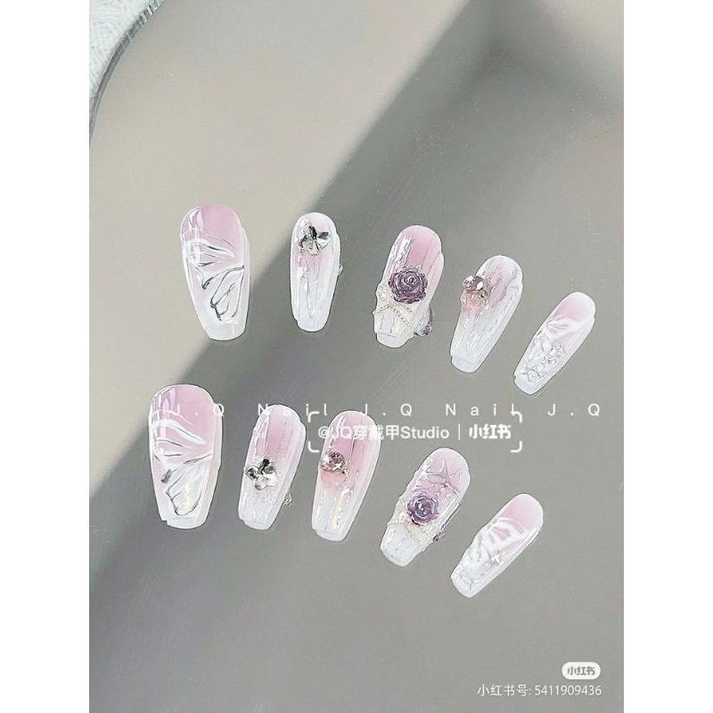 Móng giả_nail box móng thiết kế tráng gương sắc màu