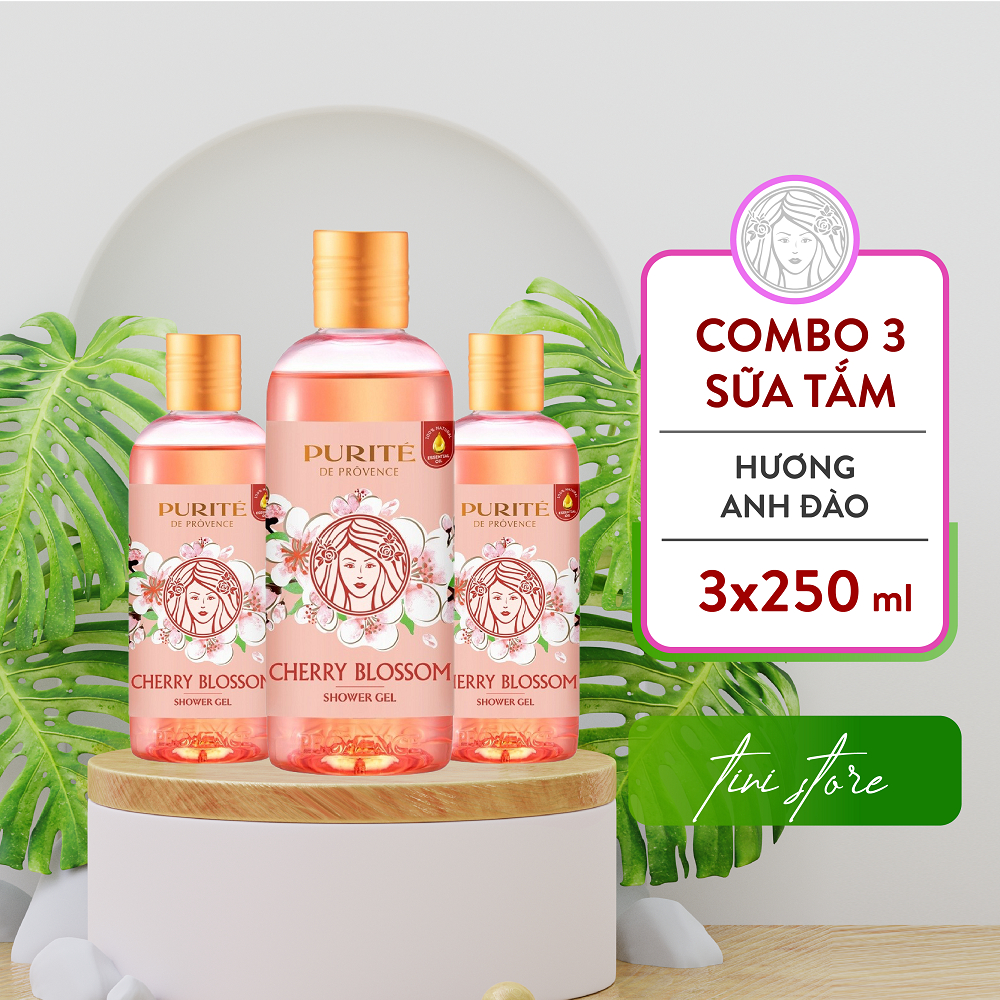 Combo x3 Sữa Tắm Purité Sáng Mịn Hoa Anh Đào 250ml