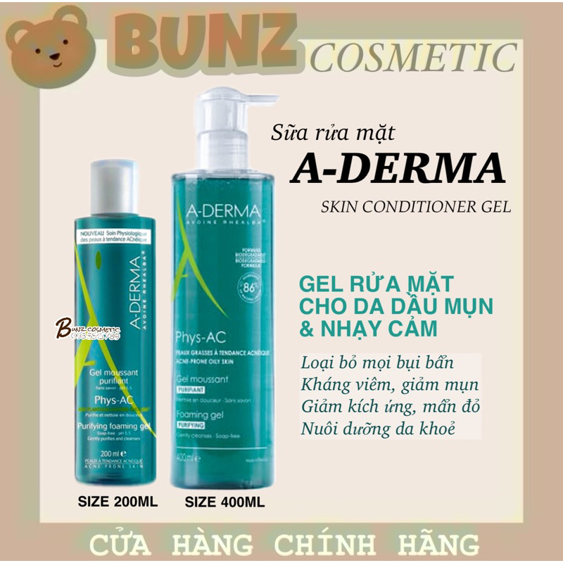 Sữa rửa mặt Aderma Phys- AC