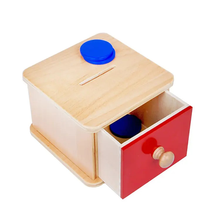 Giáo Cụ Montessori Hộp Ngăn Kéo Với Miếng Tròn Dẹt