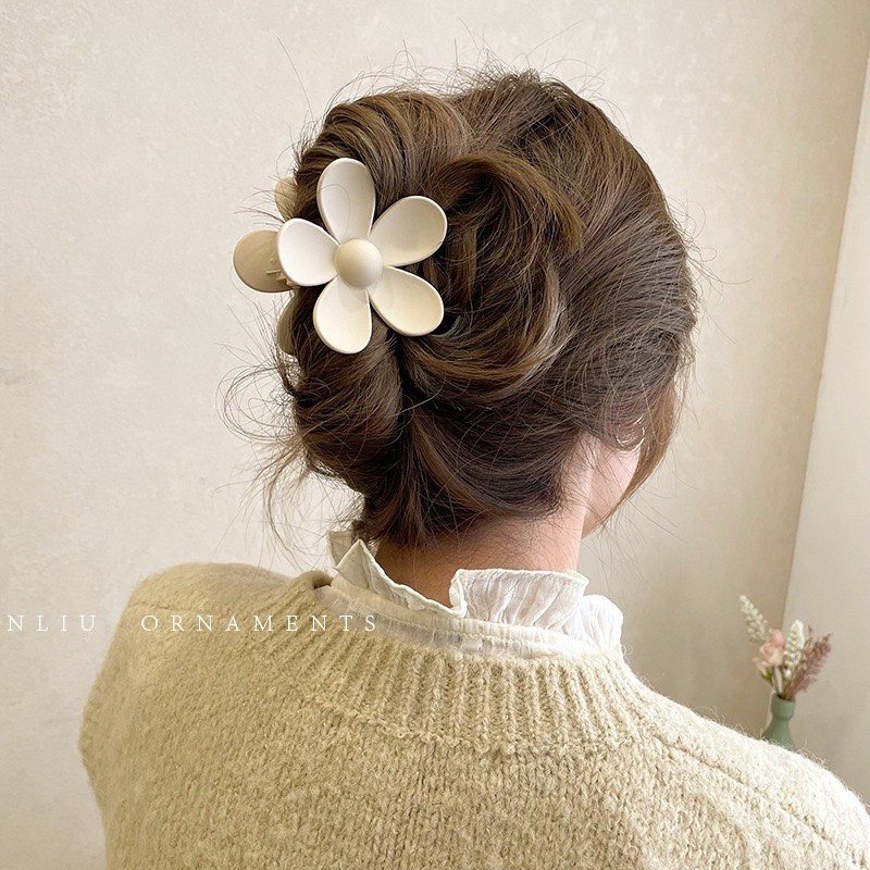 Kẹp Tóc Càng Cua Hình Hoa Bằng Acrylic Nhám Phong Cách Hàn Quốc