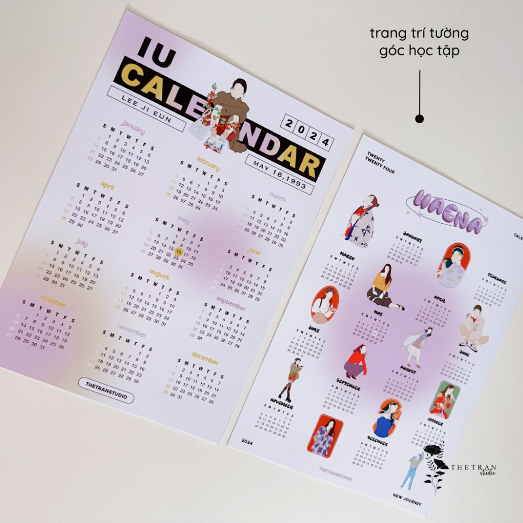 IU calendar / lịch 2024 lịch kế hoạch A4 A5 IU / thetranstudio