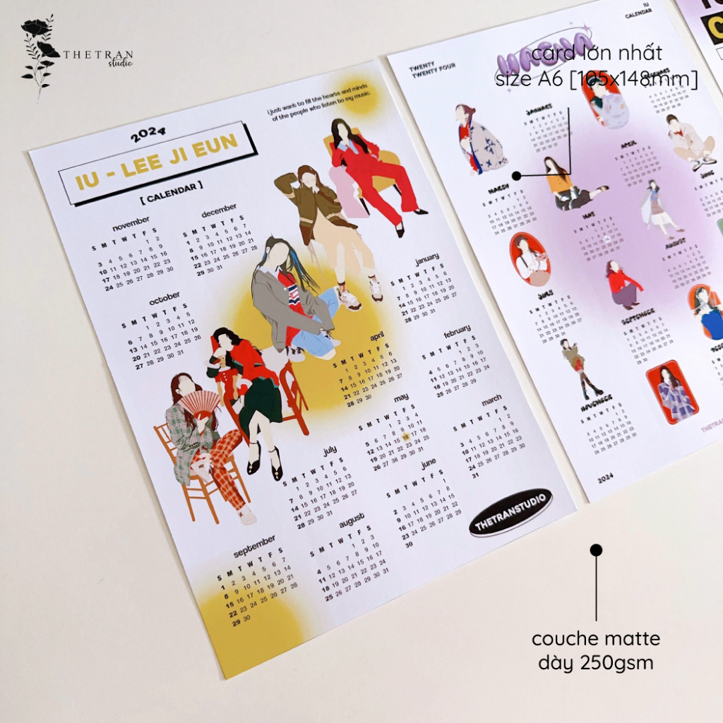 IU calendar / lịch 2024 lịch kế hoạch A4 A5 IU / thetranstudio
