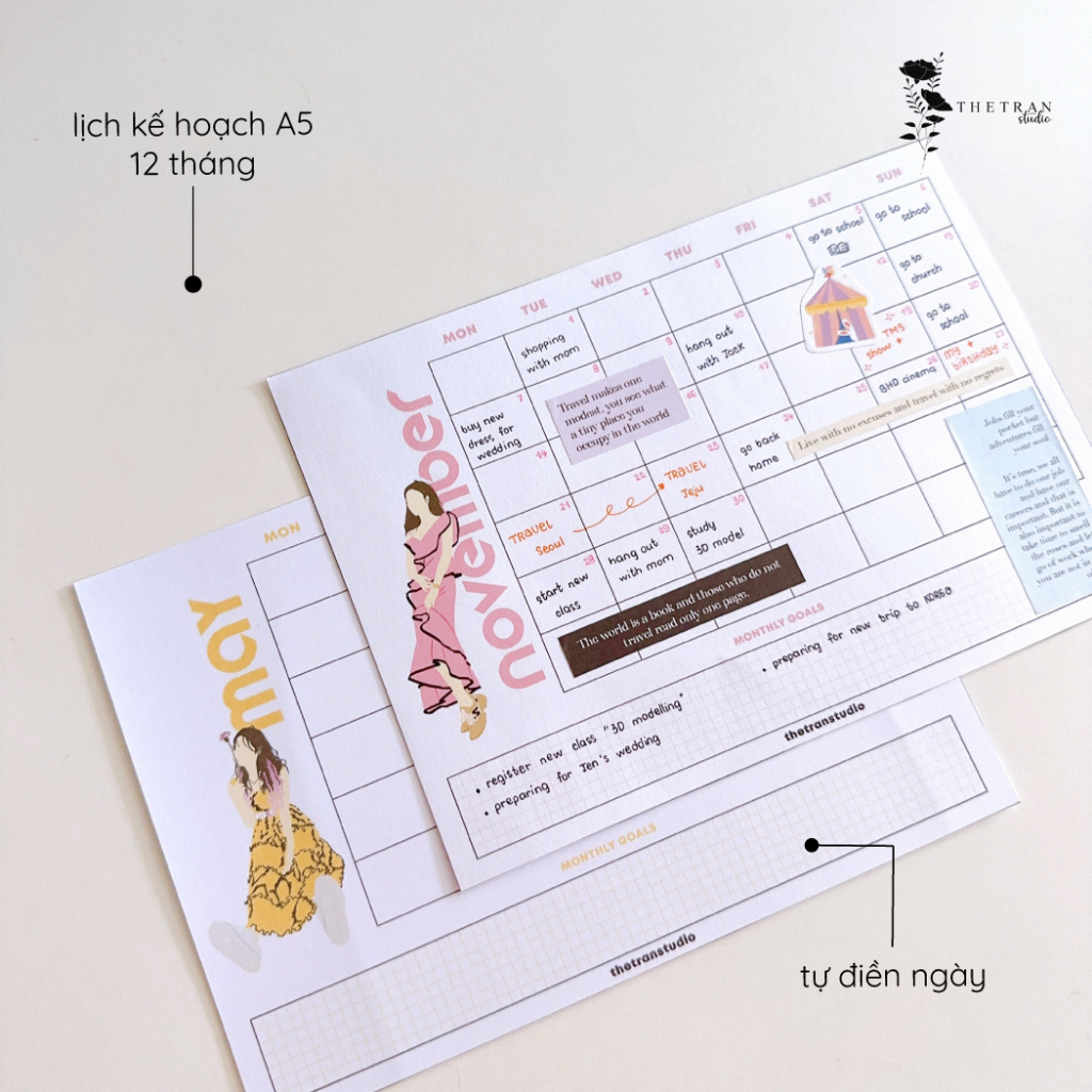 IU calendar / lịch 2024 lịch kế hoạch A4 A5 IU / thetranstudio