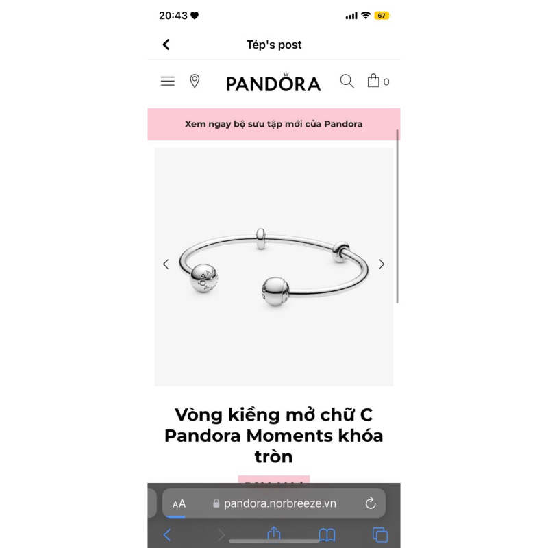 Pass vòng pandora chính hãng