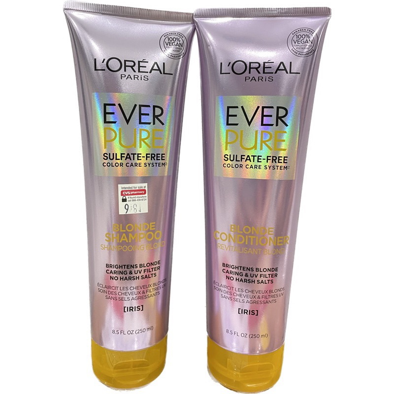 Bộ Dầu gội+ Dầu xã L'Oreal Paris EverPure Moisture Sulfate 250ml của Mỹ