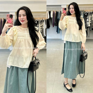 Set váy bò áo babydoll ren mềm tiểu thư ( có tách lẻ)