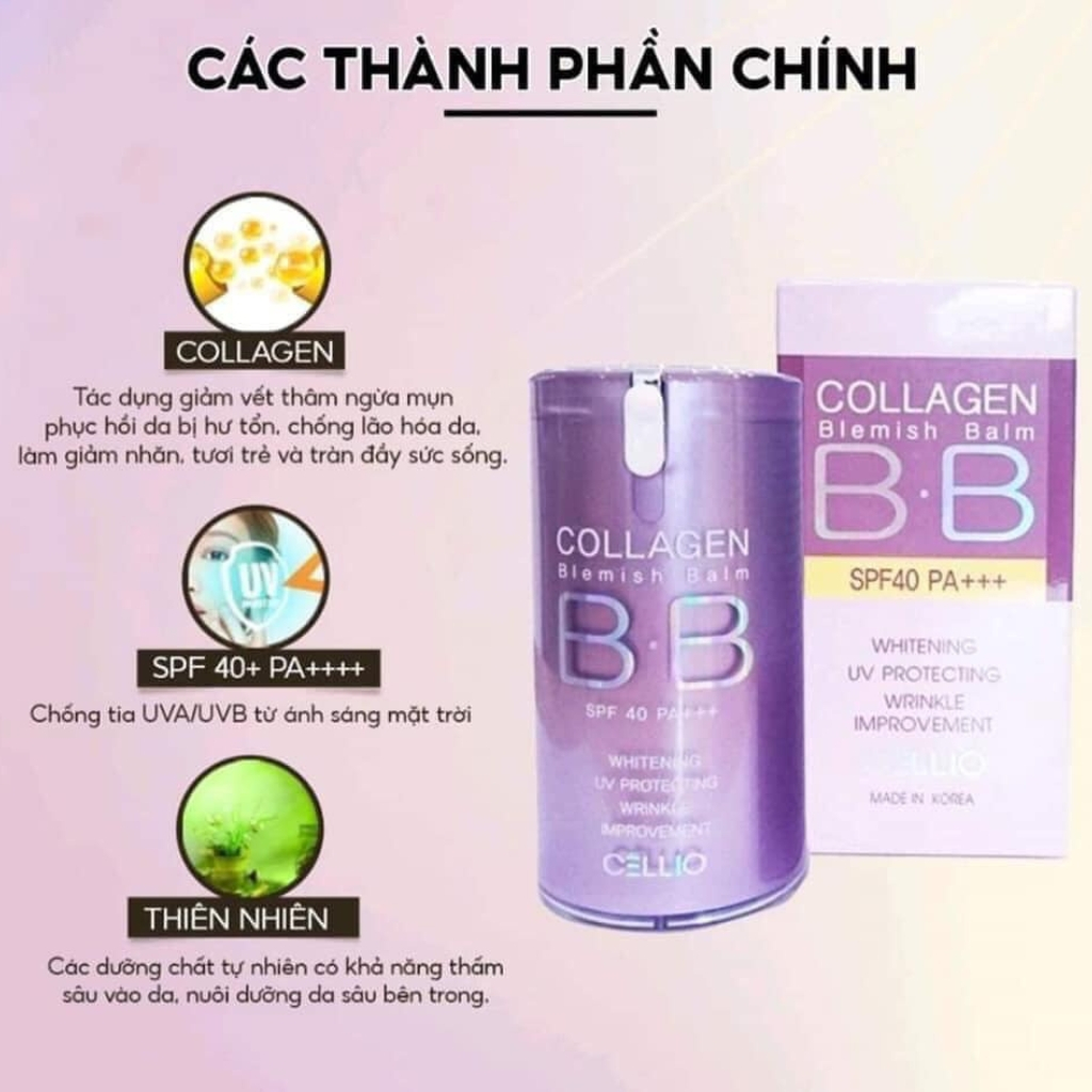 Kem nền Bb Collagen CELLIO Blemish Balm Bb SPF40 PA+++ chính hãng - Hàn Quốc - SHOP HỒNG NHUNG