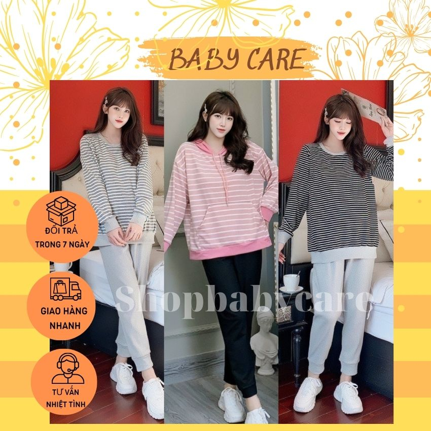 BỘ BẦU KẺ THU ĐÔNG DÀI TAY XINH XẮN M55- BỘ CHO BÀ BẦU TRƯỚC VÀ SAU SINH CÓ KHÓA TI CHO BÉ