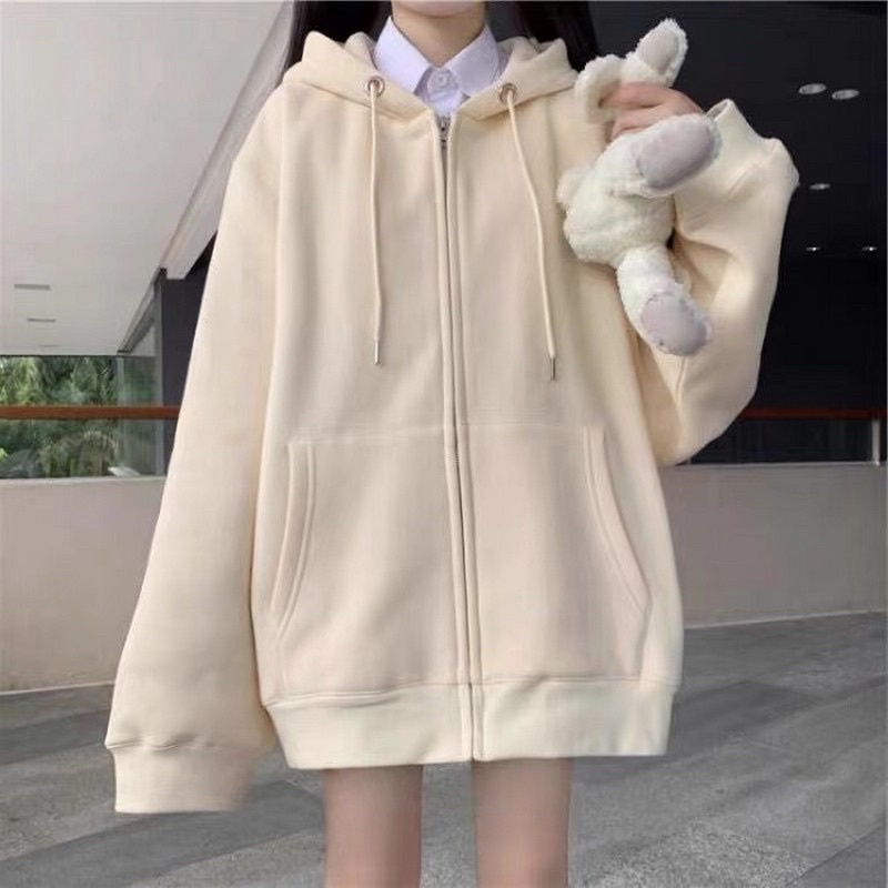 Áo khoác hoodie zip form rộng có khóa kéo phù hợp cho cả nam và nữ | BigBuy360 - bigbuy360.vn
