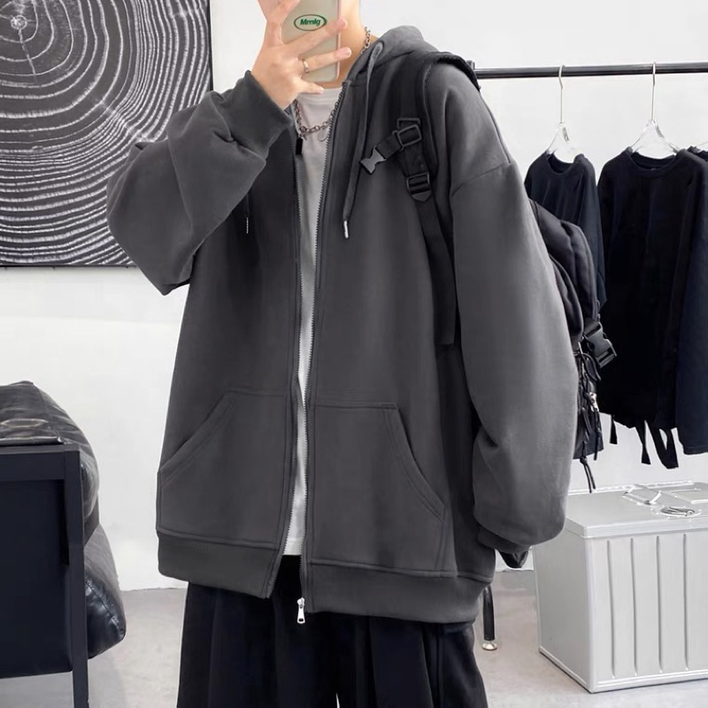Áo khoác hoodie zip form rộng có khóa kéo phù hợp cho cả nam và nữ | BigBuy360 - bigbuy360.vn