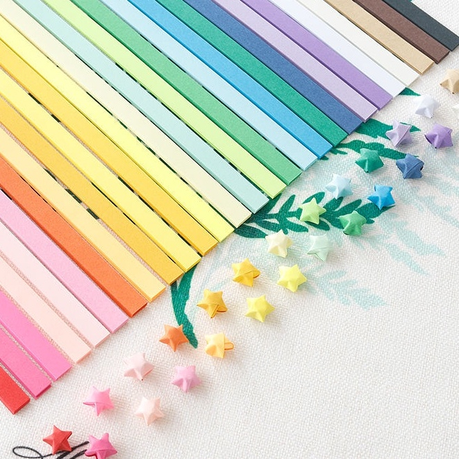Set 540 Tờ Giấy Gấp Sao Origami Nhiều Màu Sắc
