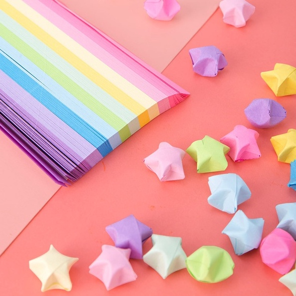 Set 540 Tờ Giấy Gấp Sao Origami Nhiều Màu Sắc