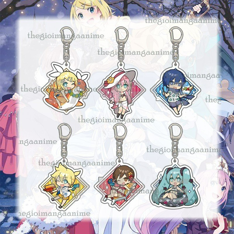 Móc khóa Vocaloid Miku ver summer mica trong acrylic in hình anime chibi quà tặng độc đáo