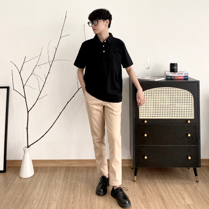 Áo polo phối cúc thiết kế SB, TOM, TRANS