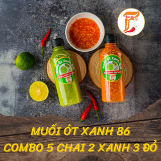  MUỐI ỚT XANH 86- Combo 5 chai muối  2 XANH 3 ĐỎ 
