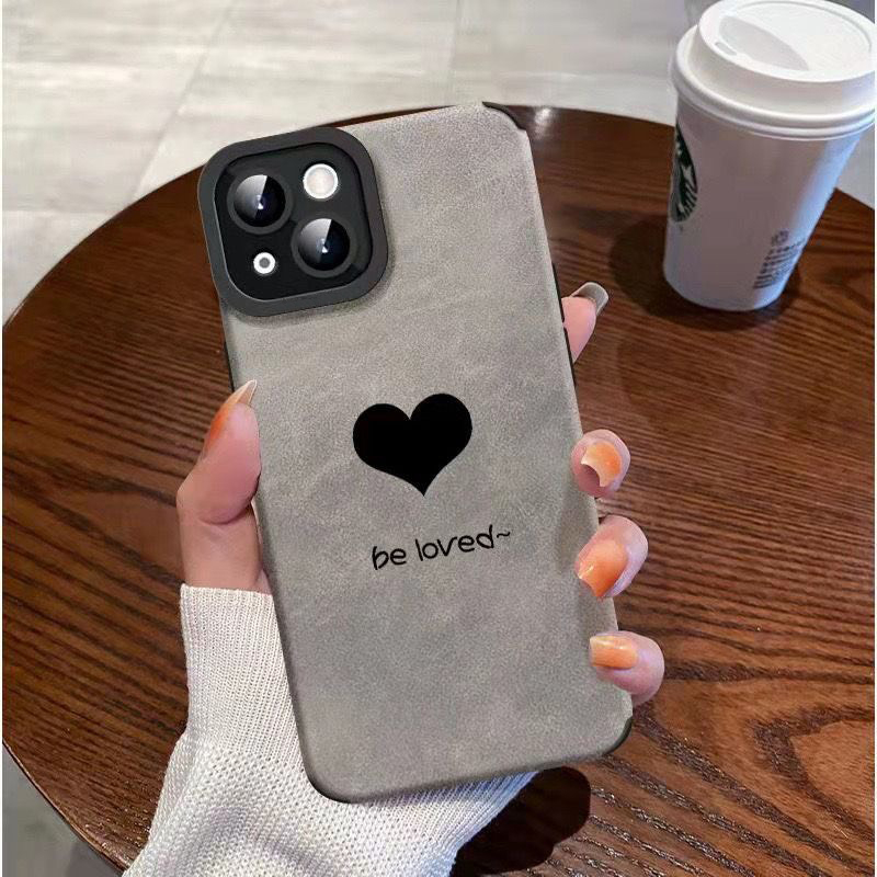Ốp lưng iphone da in hoạ tiết tim be loved 6/6s/6plus/7plus/8plus/x/xs/xsmax/11/12/13/14/pro/max/promax - Awifi R5-3