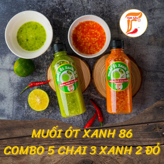  MUỐI ỚT XANH 86- Combo 5 chai muối ớt 3 XANH 2 ĐỎ 