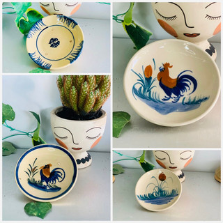 Dĩa 12cm phếch xanh / gà