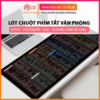 Miếng lót chuột có phím tắt văn phòng, office, photoshop, cad