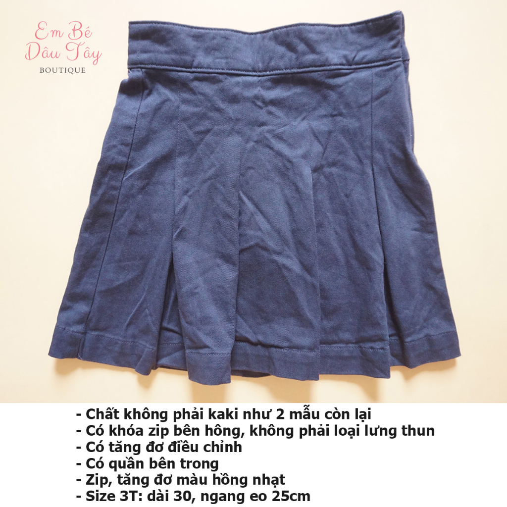 Chân váy đồng phục bé gái 13-15kg VNXK màu be, xanh | Chân váy kaki bé gái mẫu giáo 2-5 tuổi ON xuất khẩu dư xịn