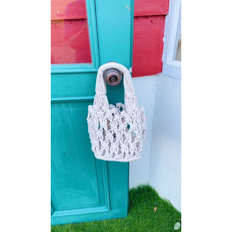 Set túi móc sợi trendy basic và túi nâu hoa
