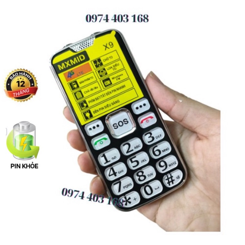 Siêu phẩm dành cho người già  MXMID X9 , loa to , pin trâu , đèn pin siêu sáng . Máy mới 100% full box