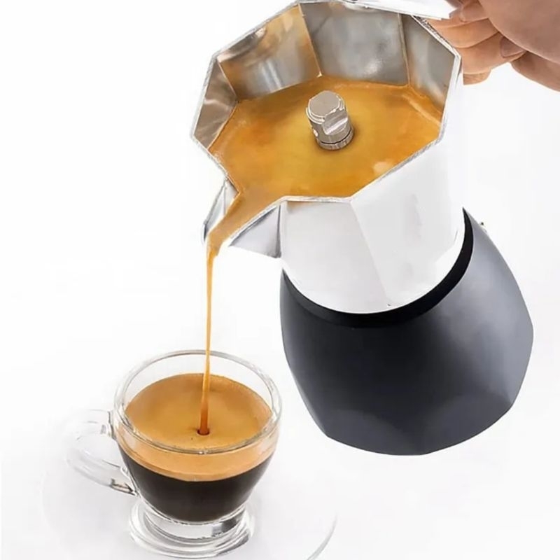 Ấm Pha Cà Phê Moka Pot 150ML, 300ML Đun Bếp Điện Phong Cách Ý, Bình Pha Cà Phê Espresso Siêu Tốc Cao Cấp