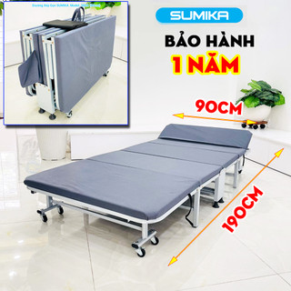 Giường gấp gọn văn phòng đa năng Sumika 386A-90cm khung thép bảo hành 1 năm, giường xếp 4 đoạn