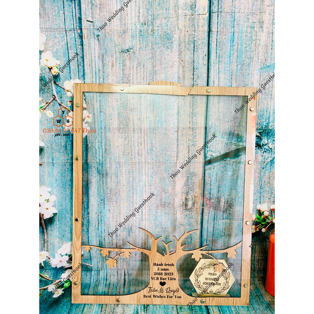 Hộp Thả lá phong Dáng Chữ Nhật Thiết Kế Theo Yêu Cầu| Thao Wedding Guestbook