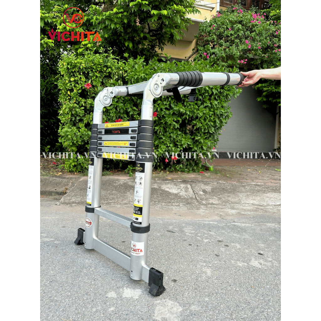 Thang Nhôm Rút Đôi Chữ A 4.4M  VICHITA - Thang Rút Tiện Lợi Dễ Dàng Mang Theo