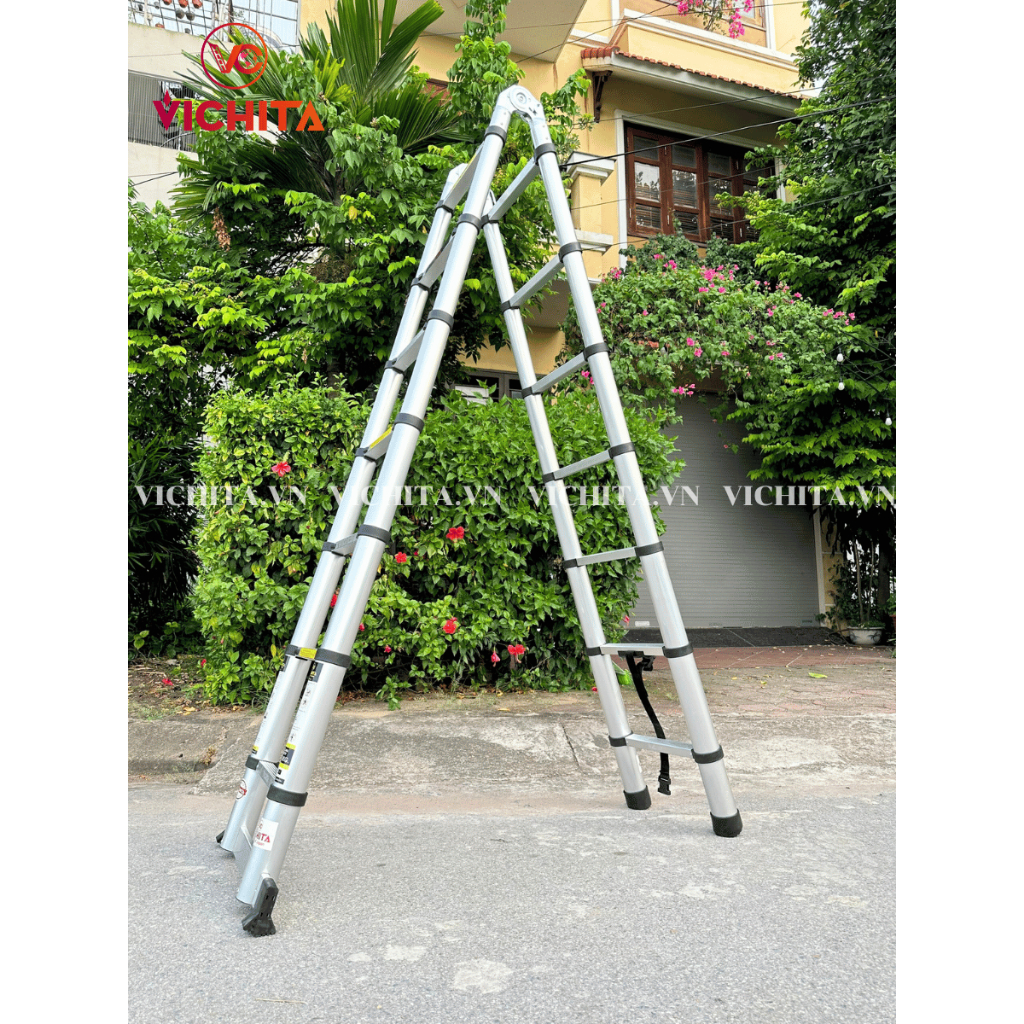 Thang Nhôm Rút Đôi Chữ A 4.4M  VICHITA - Thang Rút Tiện Lợi Dễ Dàng Mang Theo