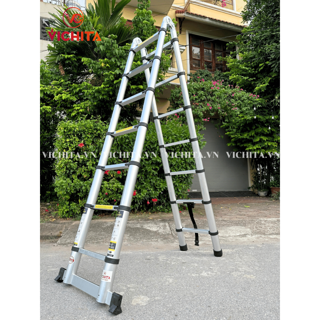 Thang Nhôm Rút Đôi Chữ A 4.4M  VICHITA - Thang Rút Tiện Lợi Dễ Dàng Mang Theo