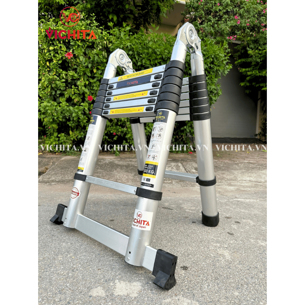 Thang Nhôm Rút Đôi Chữ A 4.4M  VICHITA - Thang Rút Tiện Lợi Dễ Dàng Mang Theo