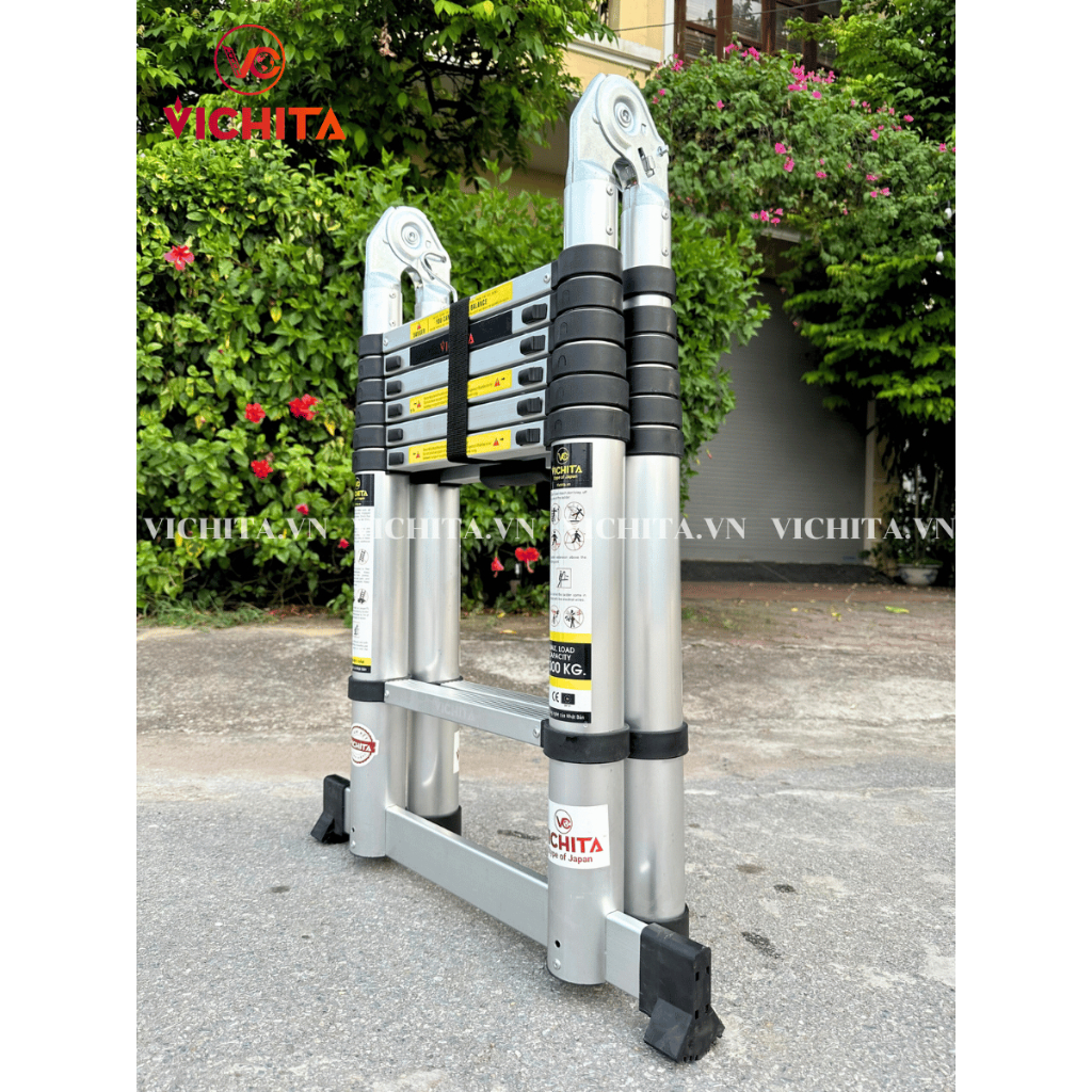 Thang Nhôm Rút Đôi Chữ A 4.4M  VICHITA - Thang Rút Tiện Lợi Dễ Dàng Mang Theo