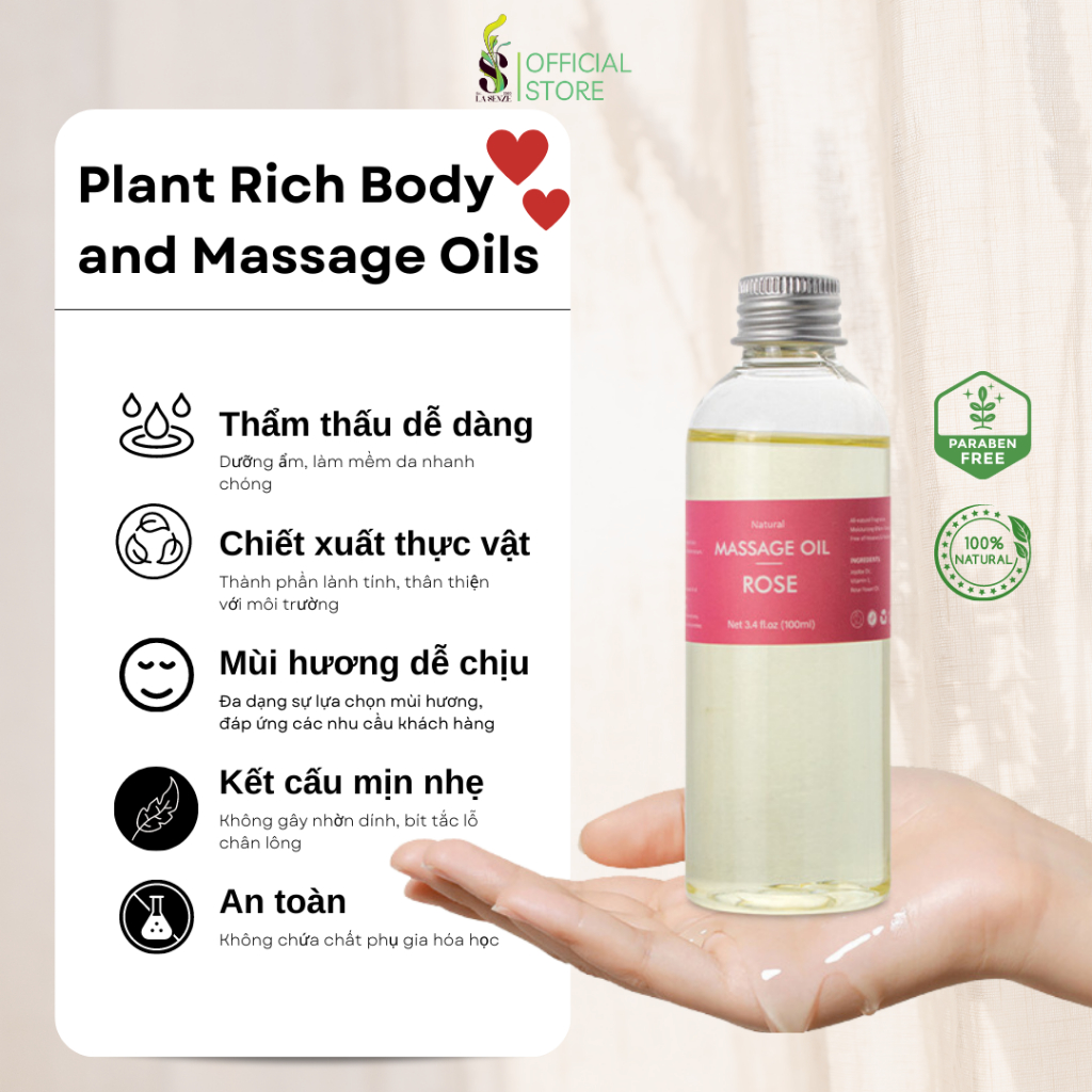 Dầu Massage Body Thiên Nhiên Dưỡng Ẩm LASENZE