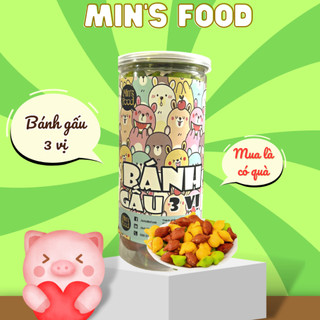 Bánh gấu nhân kem sữa mix 3 vị Minfood hộp 420g siêu bự siêu ngon đồ ăn vặt đảm bảo chất lượng