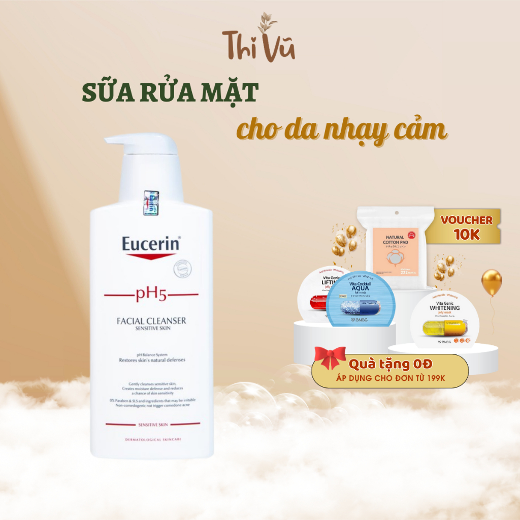 Sữa Rửa Mặt Eucerin Facial Cleanser Ph5 Sensitive Skin Cho Da Nhạy Cảm Khô Thường - Thi Vũ