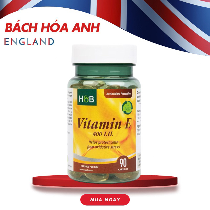 Holland & Barrett Vitamin E 400iu 90 viên - Đẹp Da, Chống lão hoá
