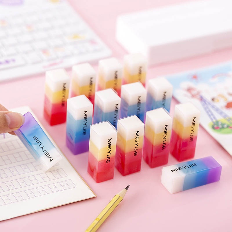 Hộp 24 Cục Gôm 7 Sắc Cầu Vòng Tẩy Siêu Sạch 681