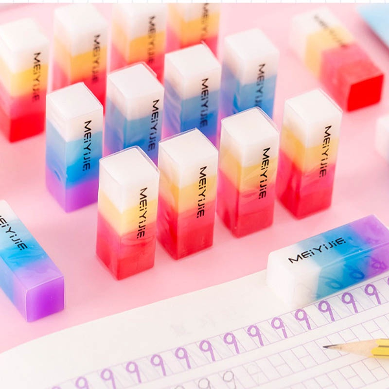 Hộp 24 Cục Gôm 7 Sắc Cầu Vòng Tẩy Siêu Sạch 681